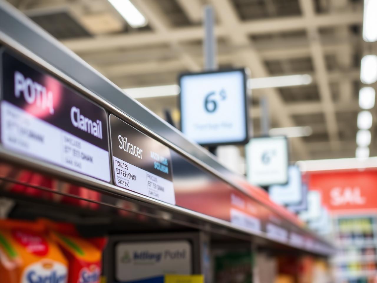 Raf reyonunda elektronik dijital fiyat etiketleri